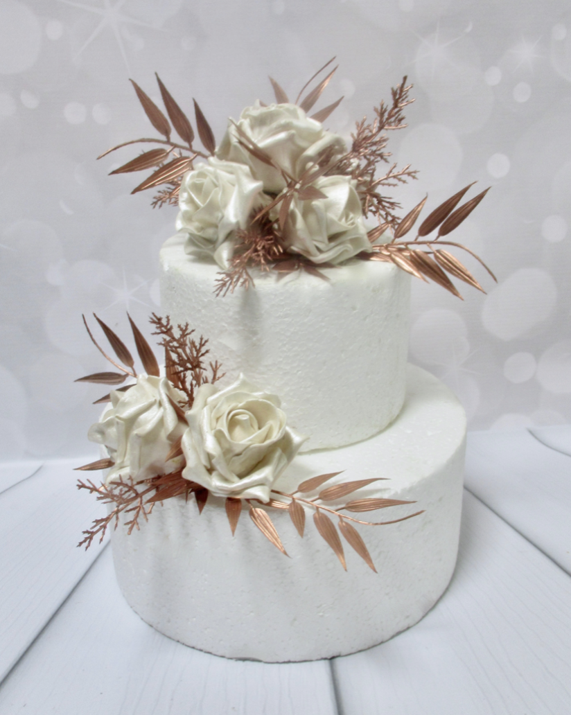 Oyster and rose gold cake flowers, pale nude cake flowers, rose gold cake flowers
